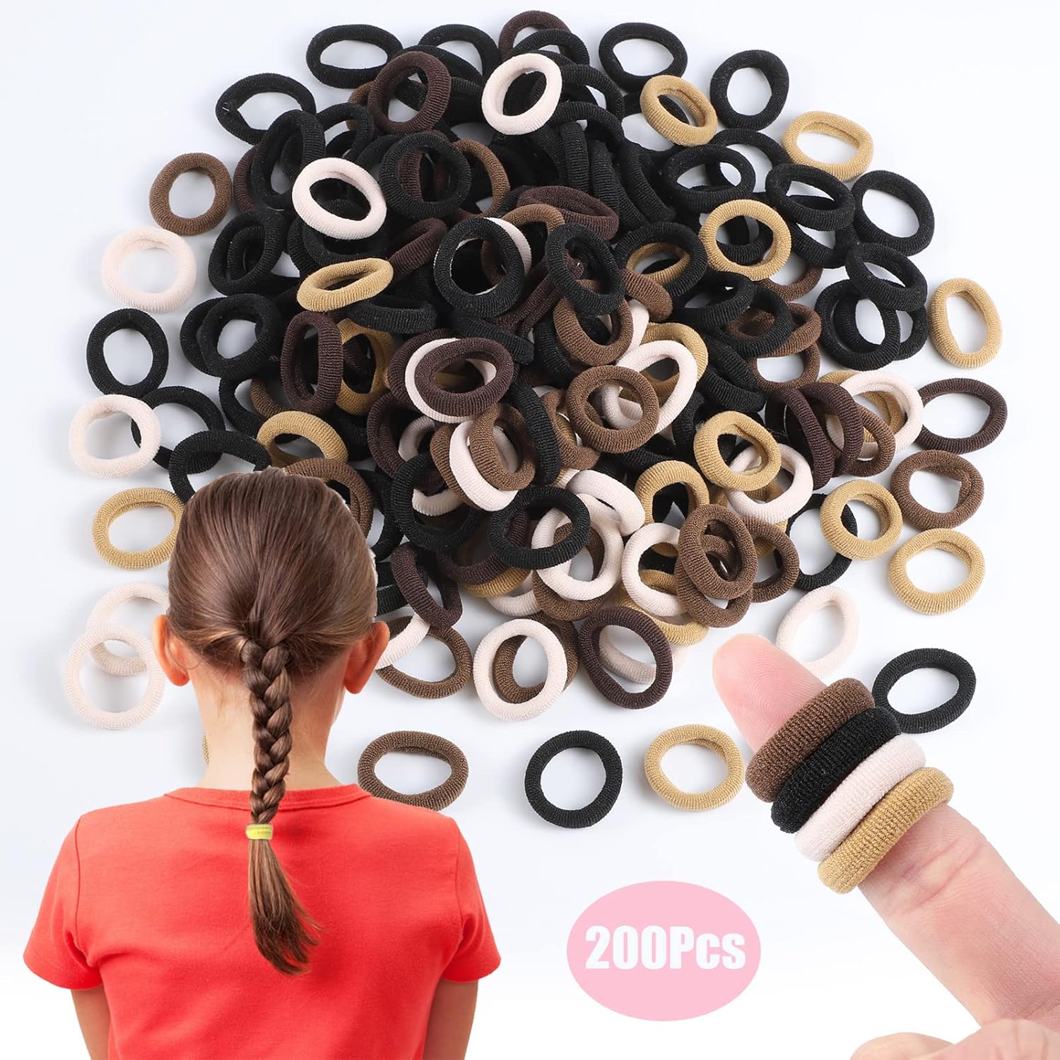 Elastiques cheveux - lot de 200 pcs - mini chouchous colorés enfants