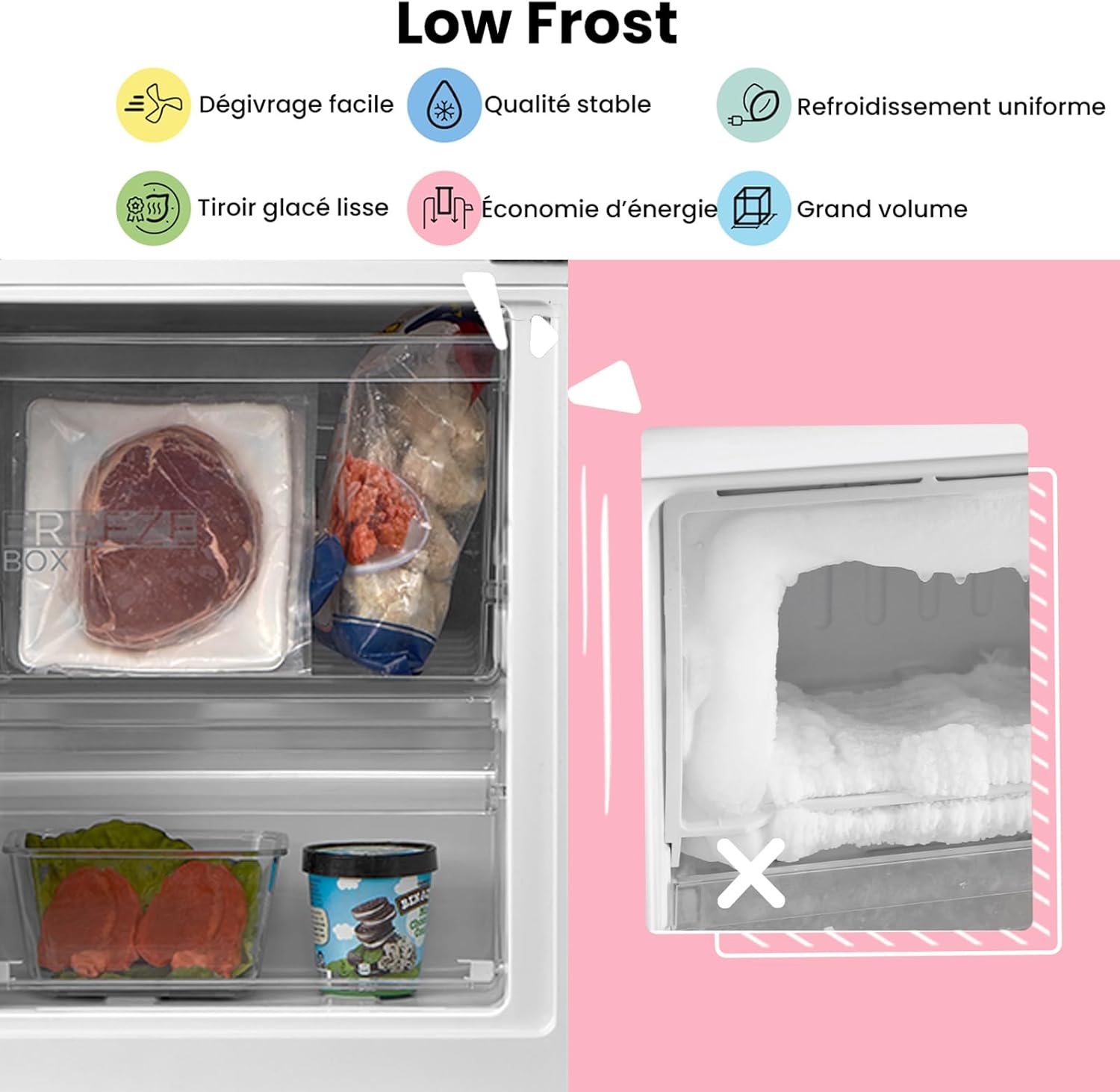 COMFEE' - combiné 262L, inox, Low Frost, silencieux, 39 dB - RCB359IX2