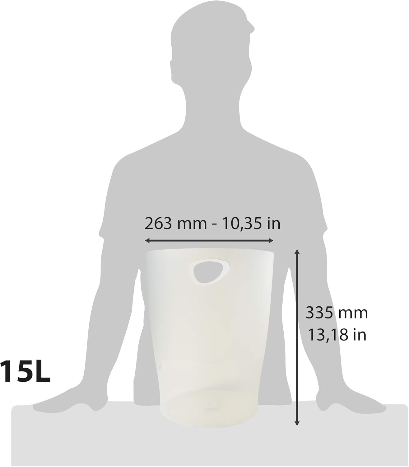 Exacompta - corbeilles à papier Ecobin 15L - 26,3x26,3x33,5 cm - poignées, opaque givré - 45357D