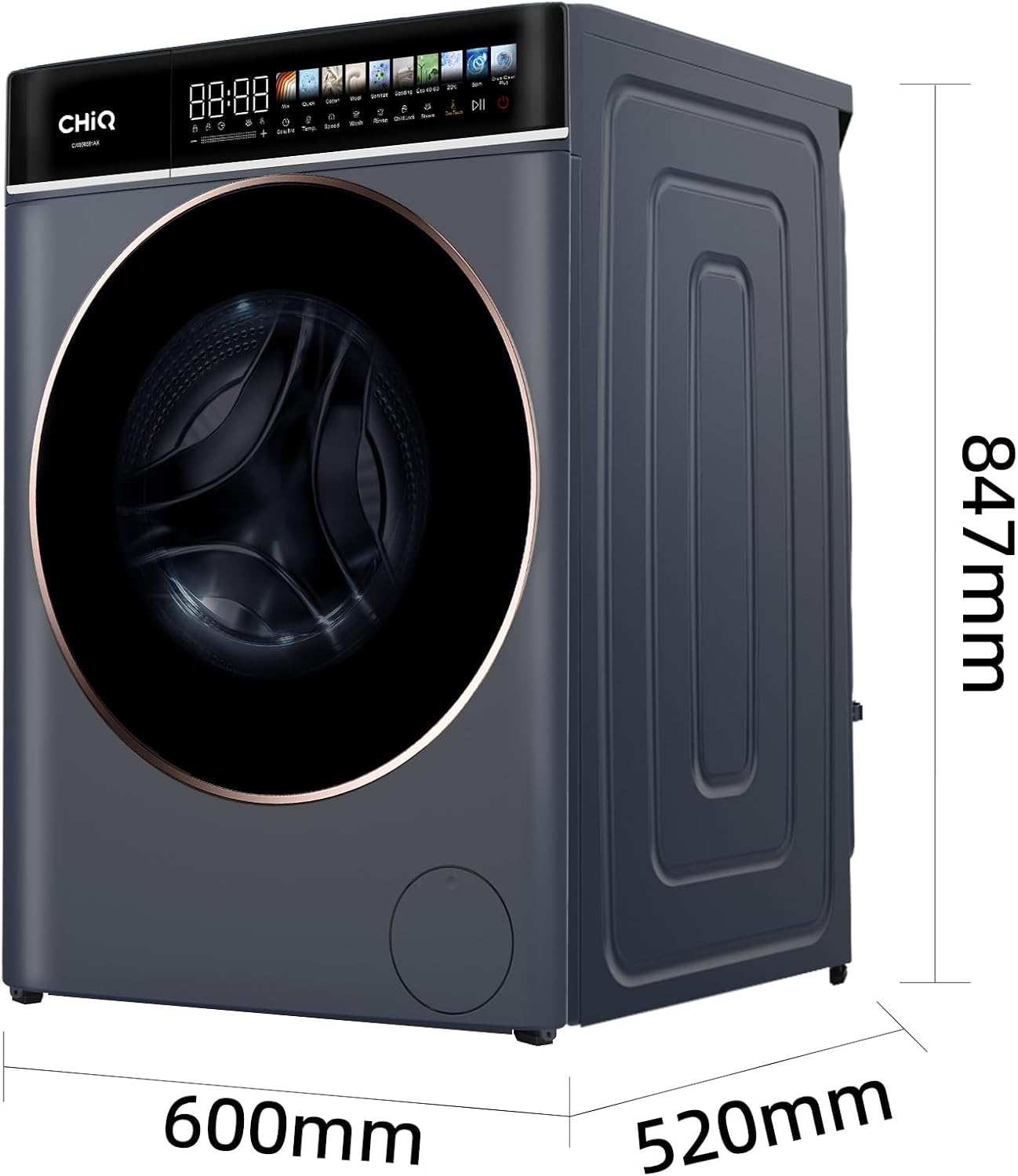 CHiQ - lave-linge 8 kg - écran LED tactile, vapeur, 1400 tr/min - CW086581AX