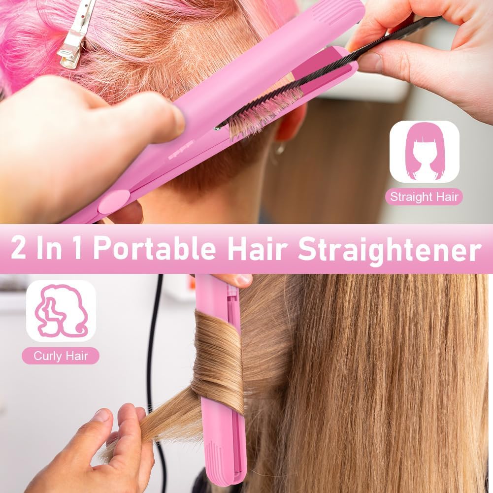 LOPHE - Mini fer à lisser 2-en-1, tension 110-220V, chauffe 10s, compact
