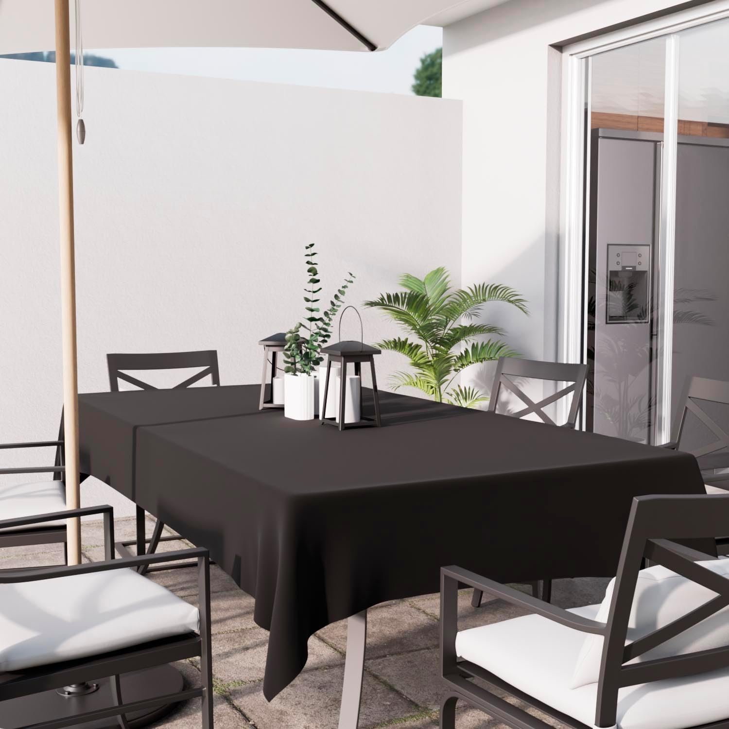 Soleil d'ocre - Alix nappes rectangle anti-t âche - 160x270 cm - polyester noir