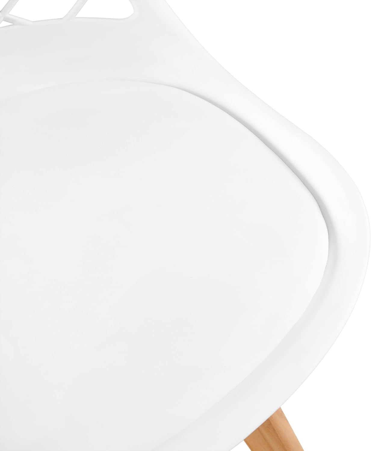 Eggree - Lot de 8 chaises scandinaves blanches, bois hêtre, assise creusée, coussin, motifs ajourés, testées SGS