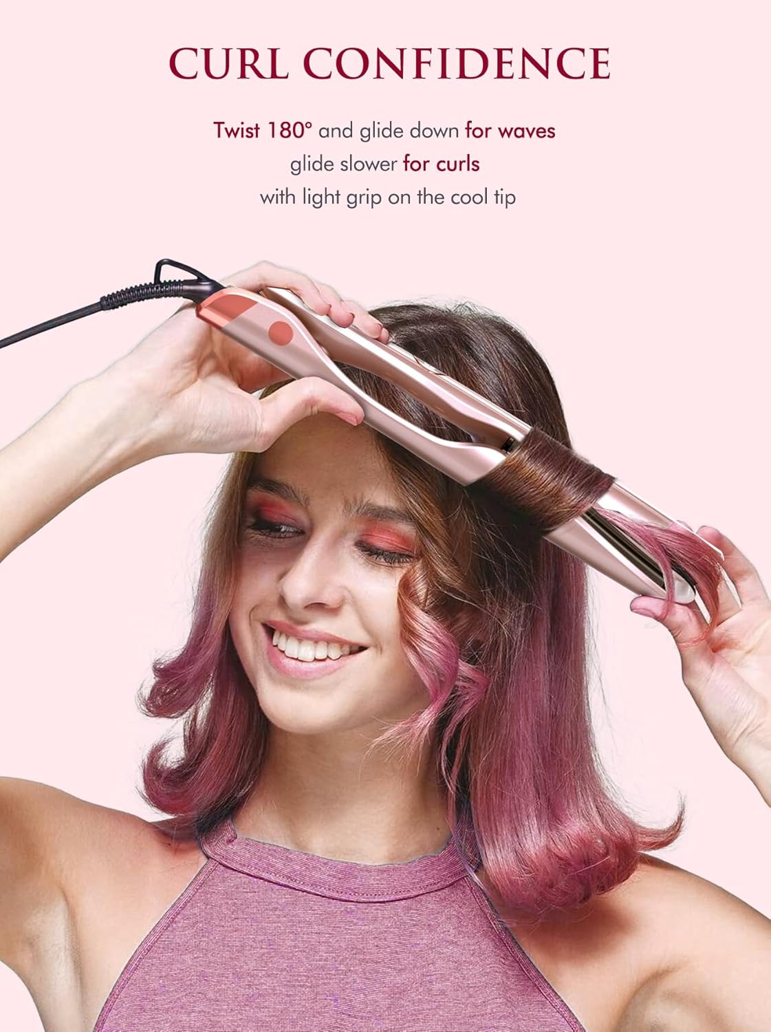 LANDOT - Lisseur Boucleur 2-en-1 - Cheveux lisses & ondulés - Brillance optimale