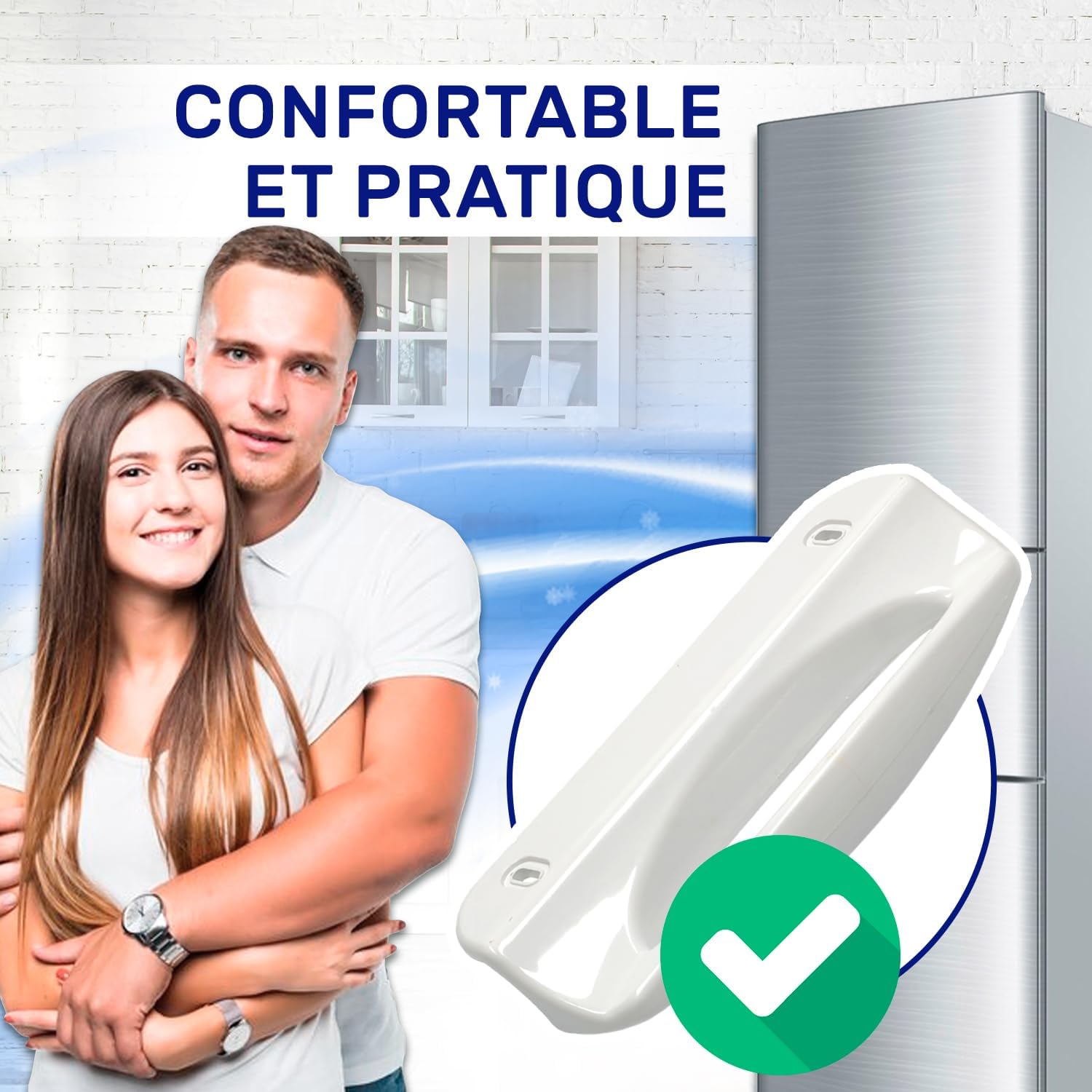 Zanussi/Electrolux - poignée frigo/congélateur 187x80mm - montage 133mm - garantie 10 ans - 2061766008