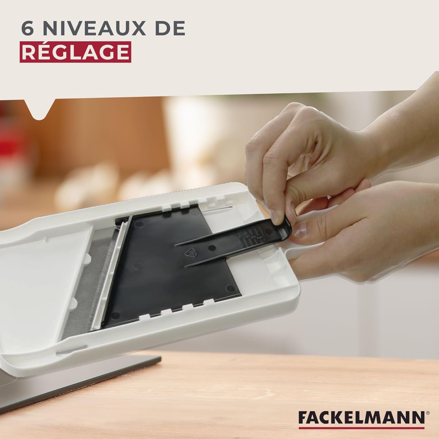 Fackelmann - Mandoline double face inox - épaisse/fine - avec support, blanc/noir
