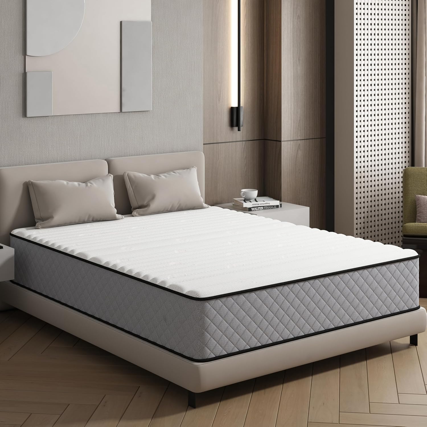 Matelas simple hybride - 190x90x25 cm - ressorts, mousse mémoire, fermeté moyenne