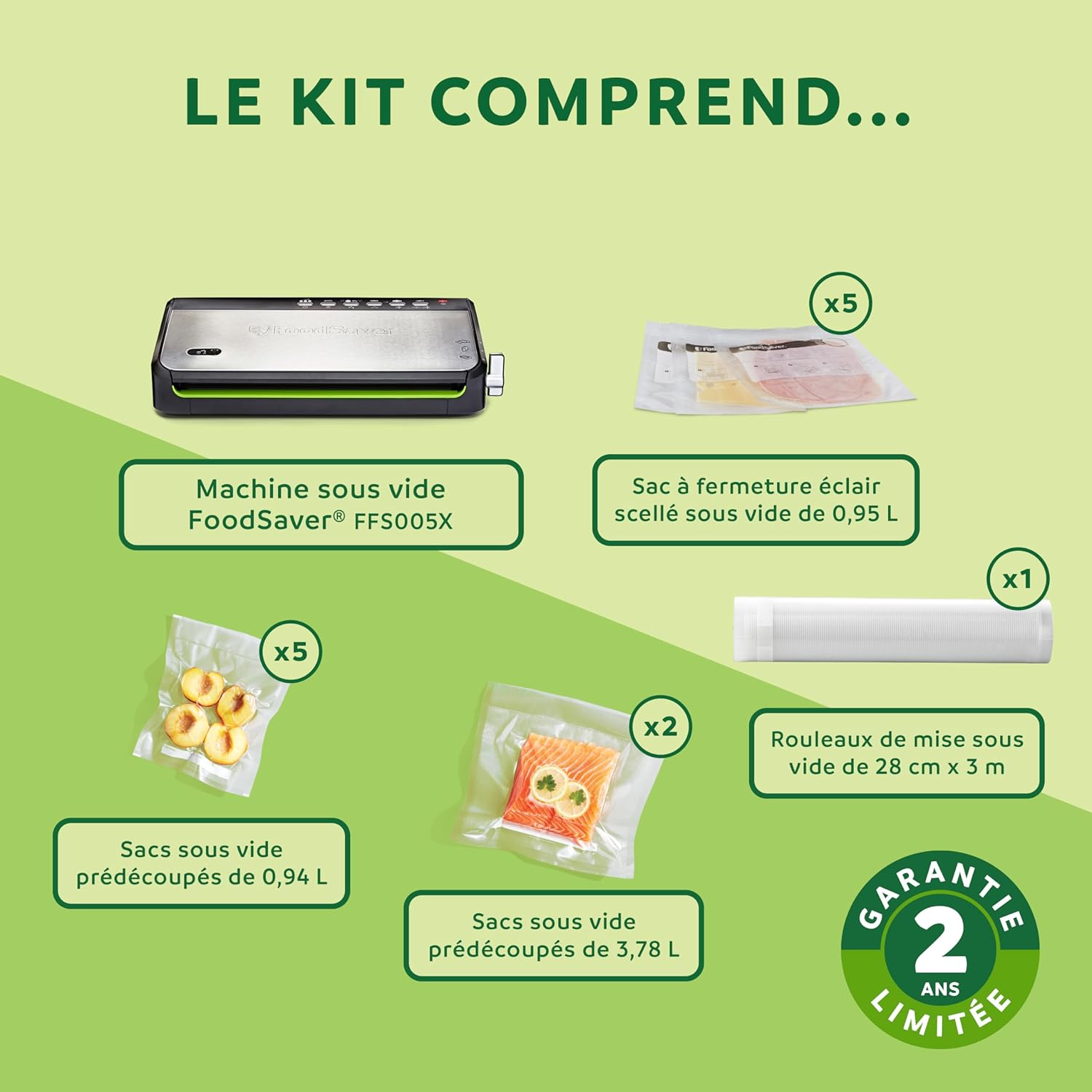FoodSaver - machine sous vide, rangement rouleau, pulse, accessoires, FFS005X