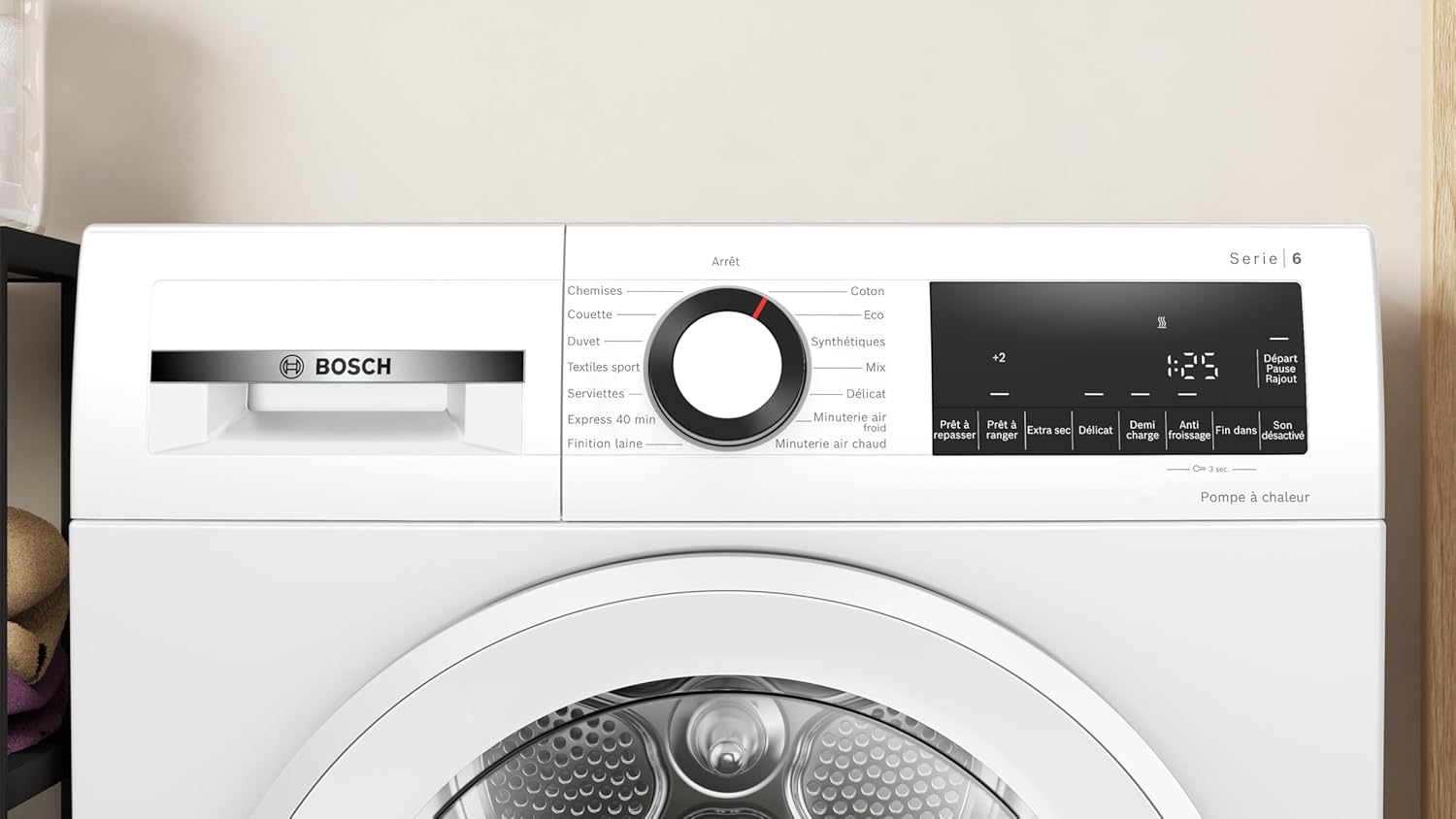 Bosch - Sèche-linge Série 6, 9 kg, pompe à chaleur, blanc WQG1420DFR