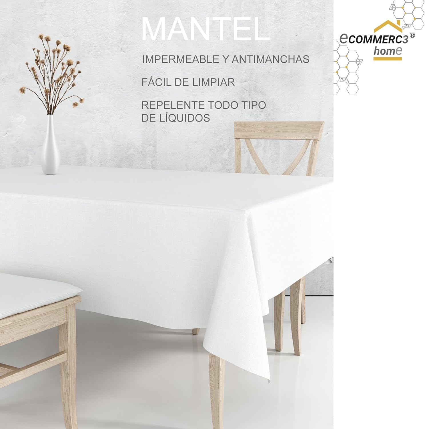 Nappe en toile cirée rectangulaire - 180x140 cm - imperméable, anti-taches, facile d'entretien, Circle Gris