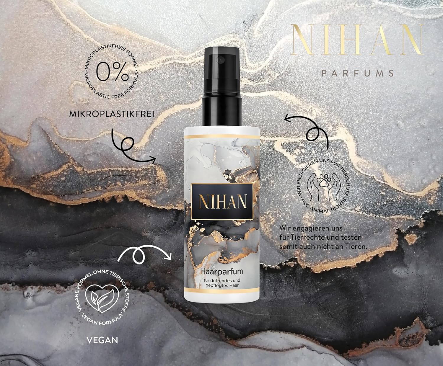 Nihan - Black parfum cheveux - 100 ml - longue tenue, soin