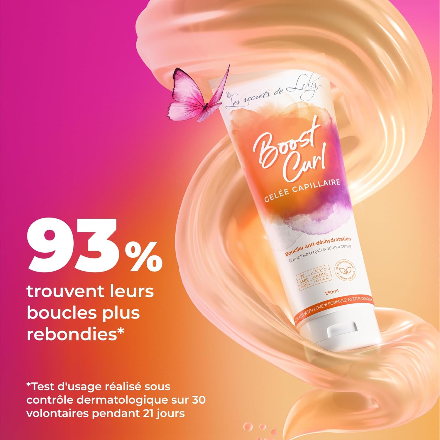 Les Secrets de Loly - Boost Curl - 250ml - Gelée coiffante hydratante, boucles définies, lot de 2