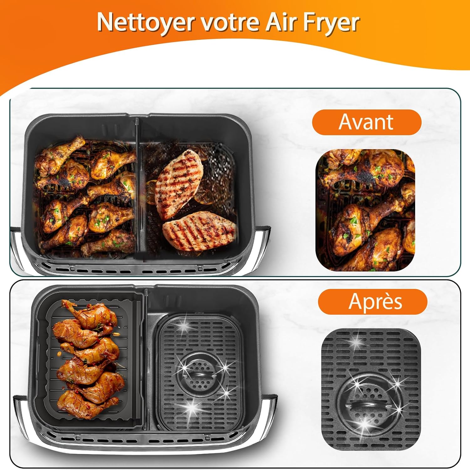 Moule silicone air fryer - 10.4L - réutilisable, idéal familles et fêtes - AF500EU