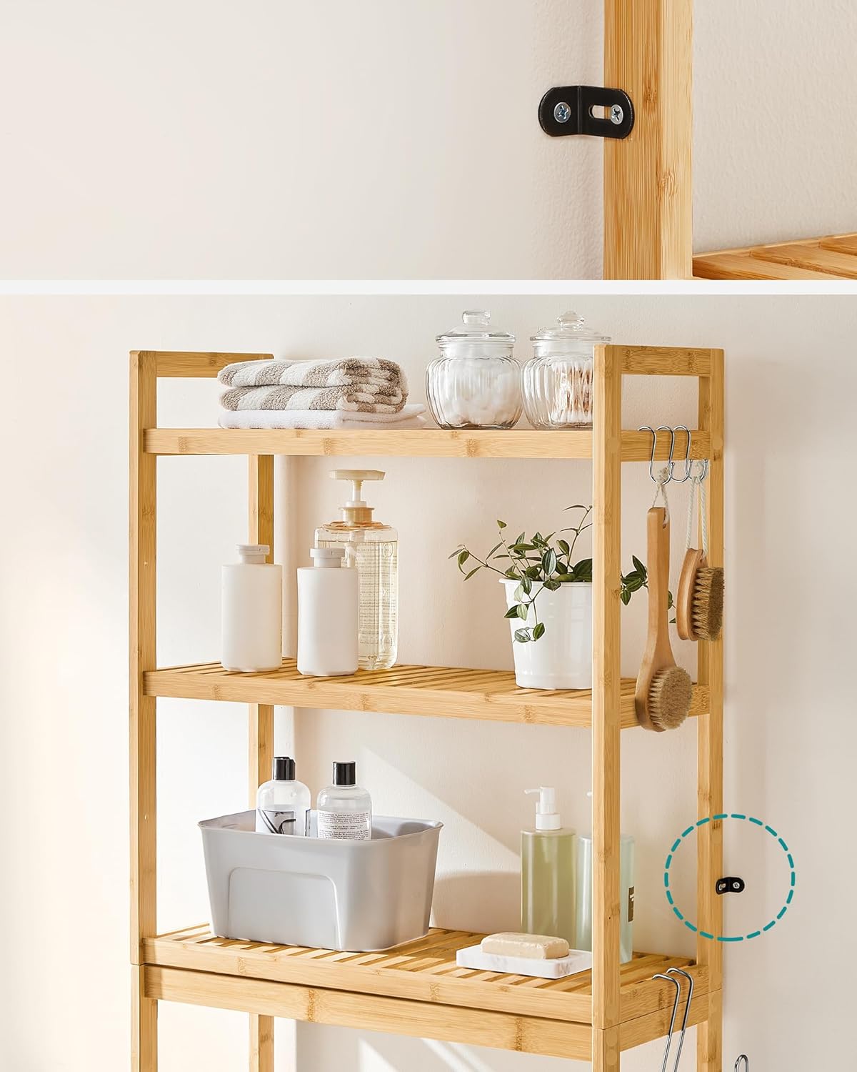 SONGMICS - étagère WC 3 niveaux - rangement ajustable compact - BTS001N01