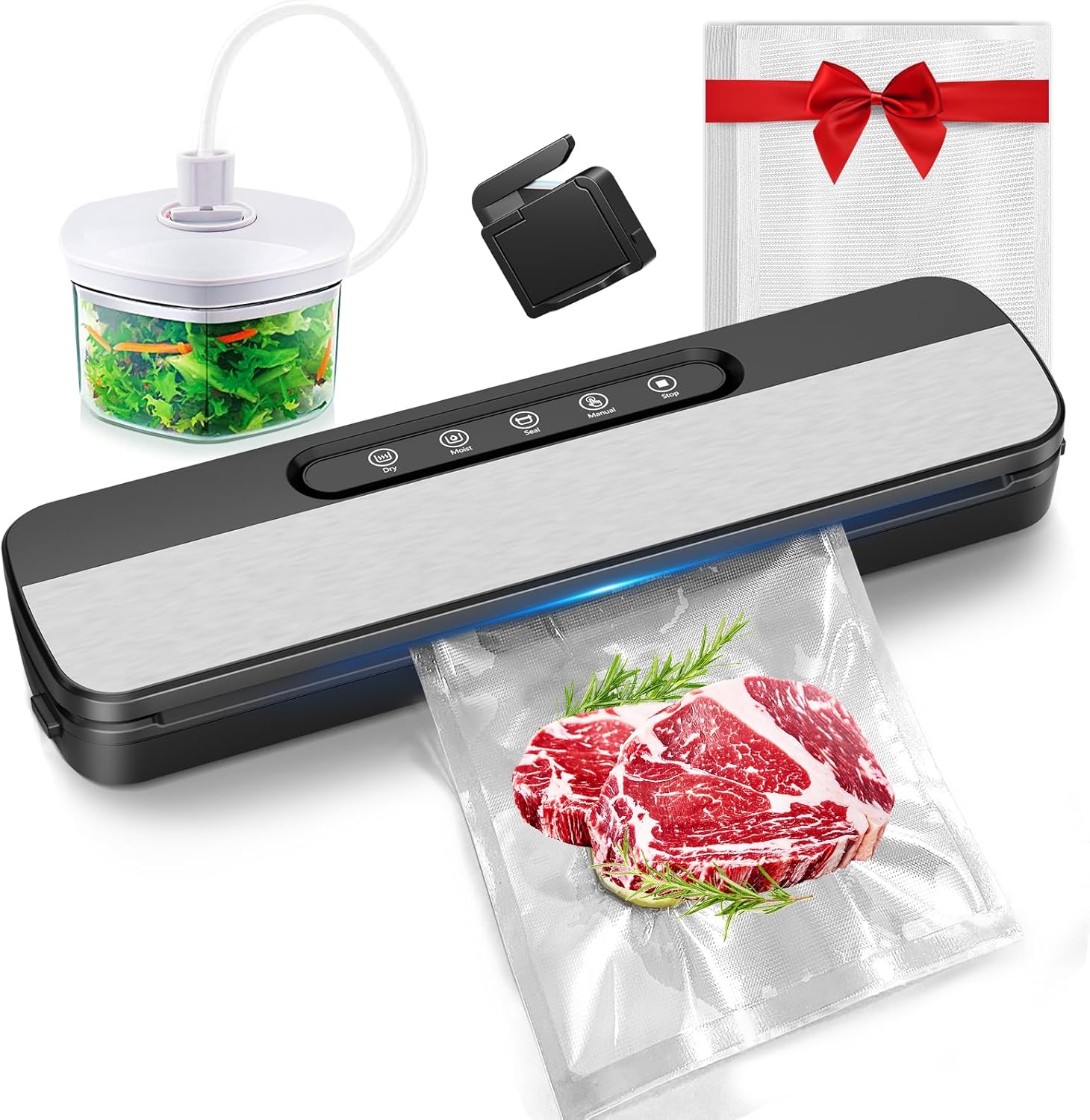 Machine sous vide alimentaire - 7-en-1, 130W, 90kPa, coupe et tuyau