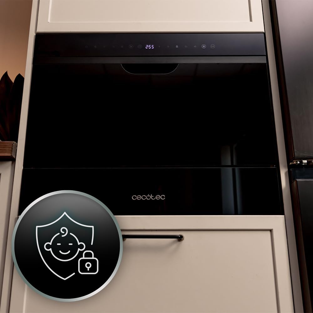 Cecotec - Bolero Aguazero 2500 S-BI - compact 6 couverts - verre noir, basse conso, 5 programmes, départ différé, 2500 S