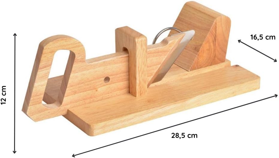 CÉCOA - trancheuse à saucisson Bois de Hêtre 28x16x12cm - lame inox, découpe précise