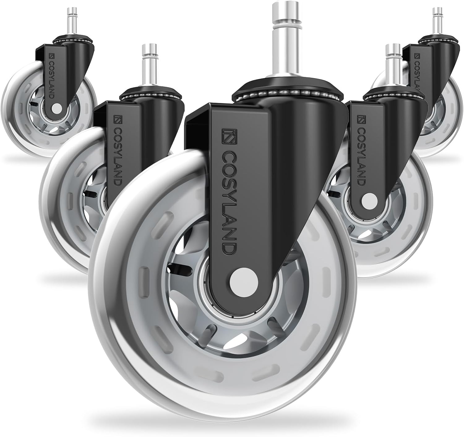 COSYLAND - roulette chaise bureau - 11x22mm - 300kg, 360° fluide, 7.5cm, argenté