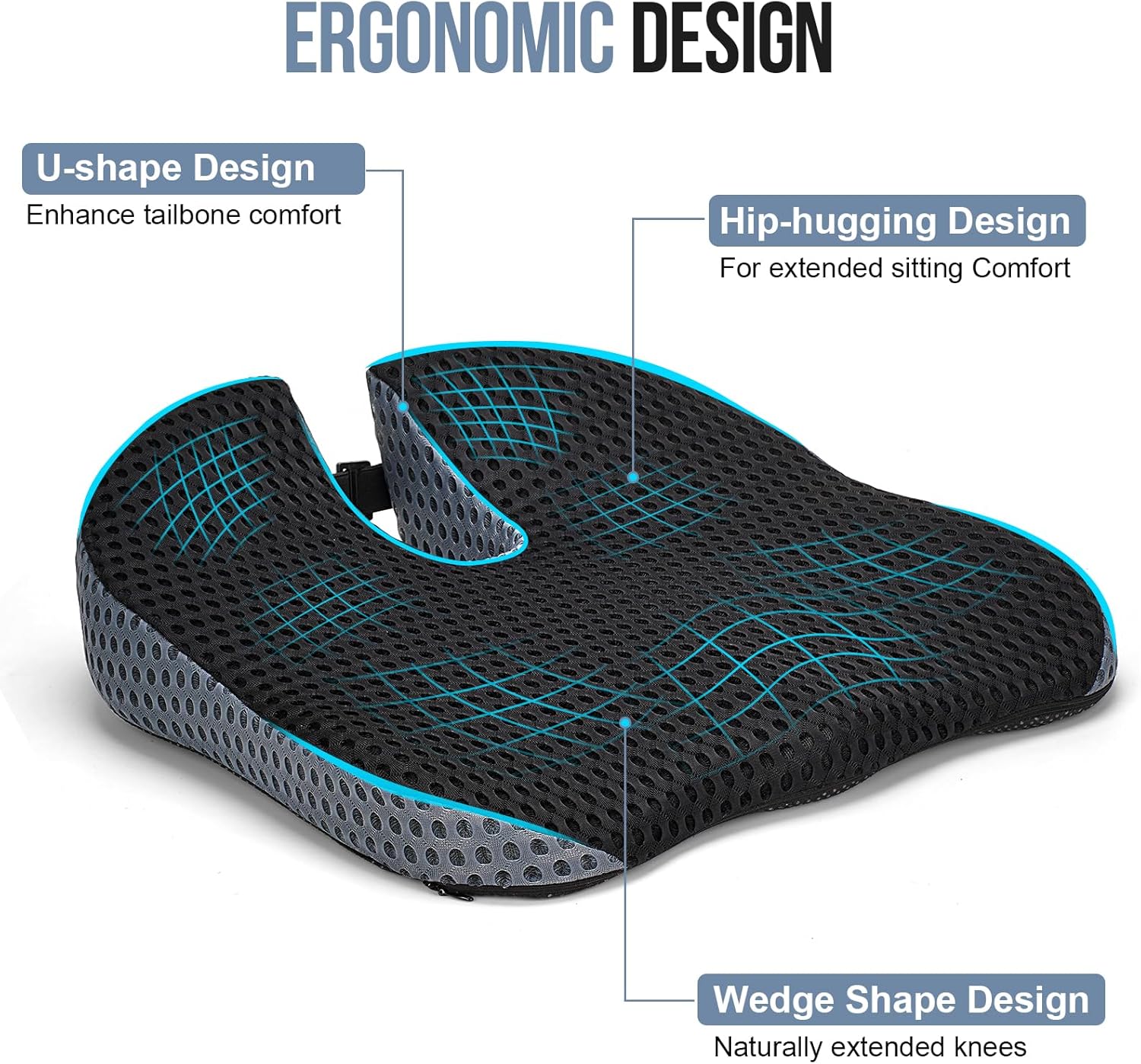 Coussin conducteur voiture - mousse mémoire forme, antidérapant, pour bureau, auto, camion - dimensions compactes