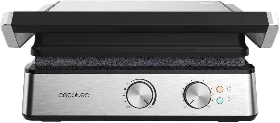 Cecotec - Rock'nGrill Blaze - 29x23cm - 2400W, ouverture 180°, RockStone