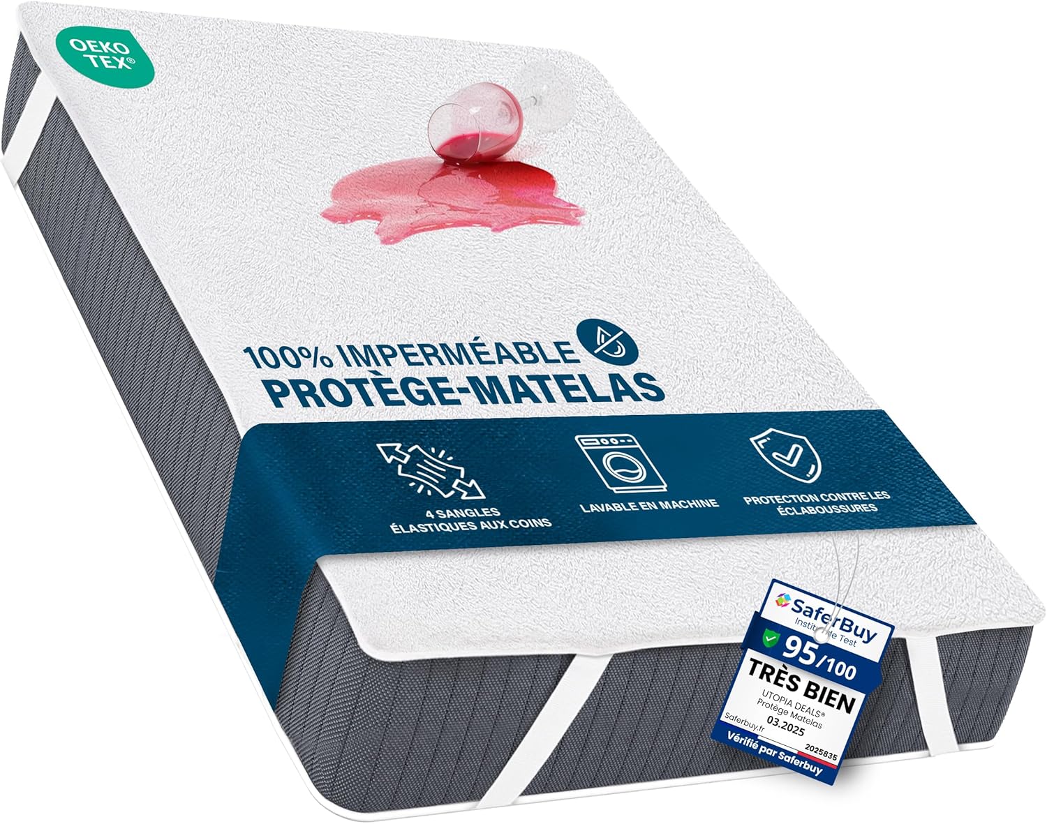 Utopia Bedding - Protège Matelas série standard - 90x190 cm - imperméable, 4 coins élastiques, Oeko TEX, respirant