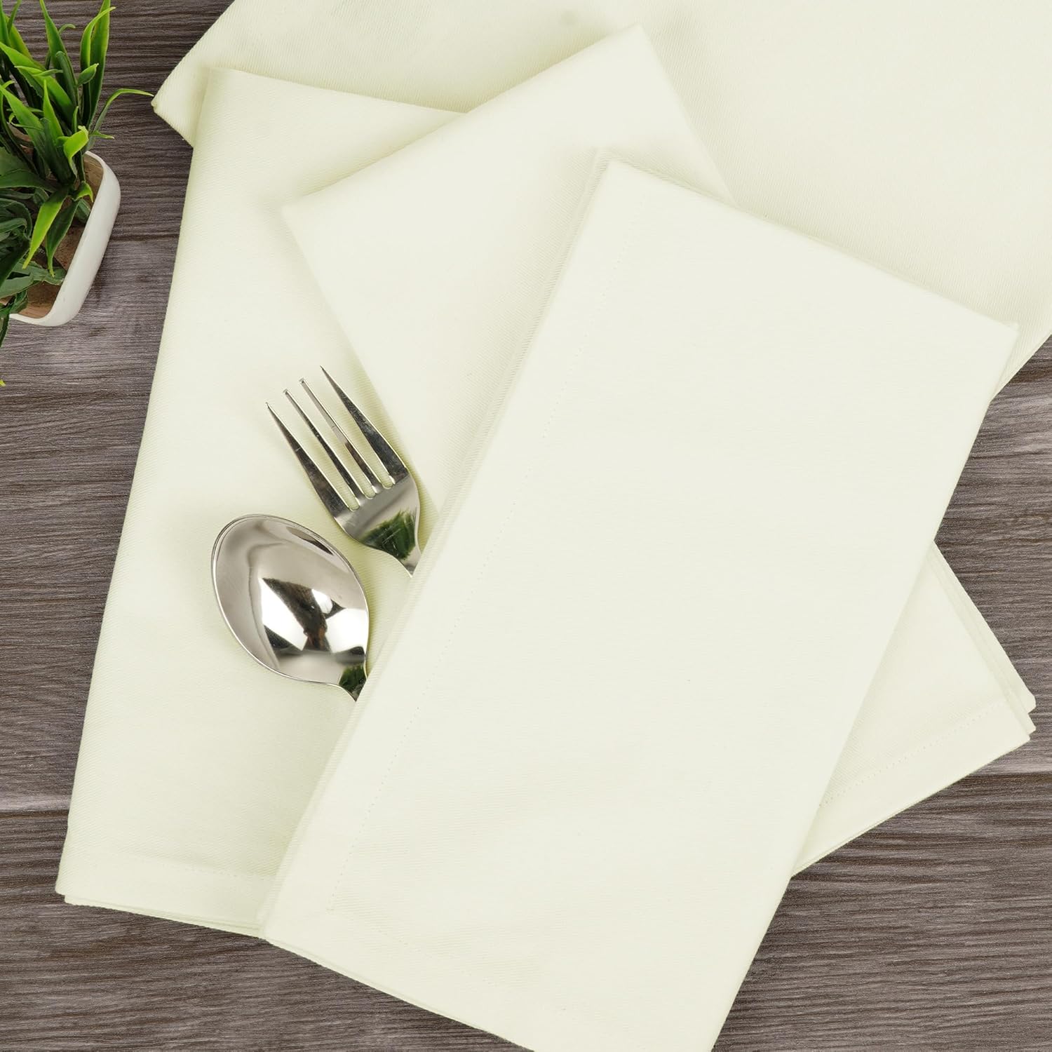 Sweet Needle - serviettes table crème 45x45cm coton épais lot de 12