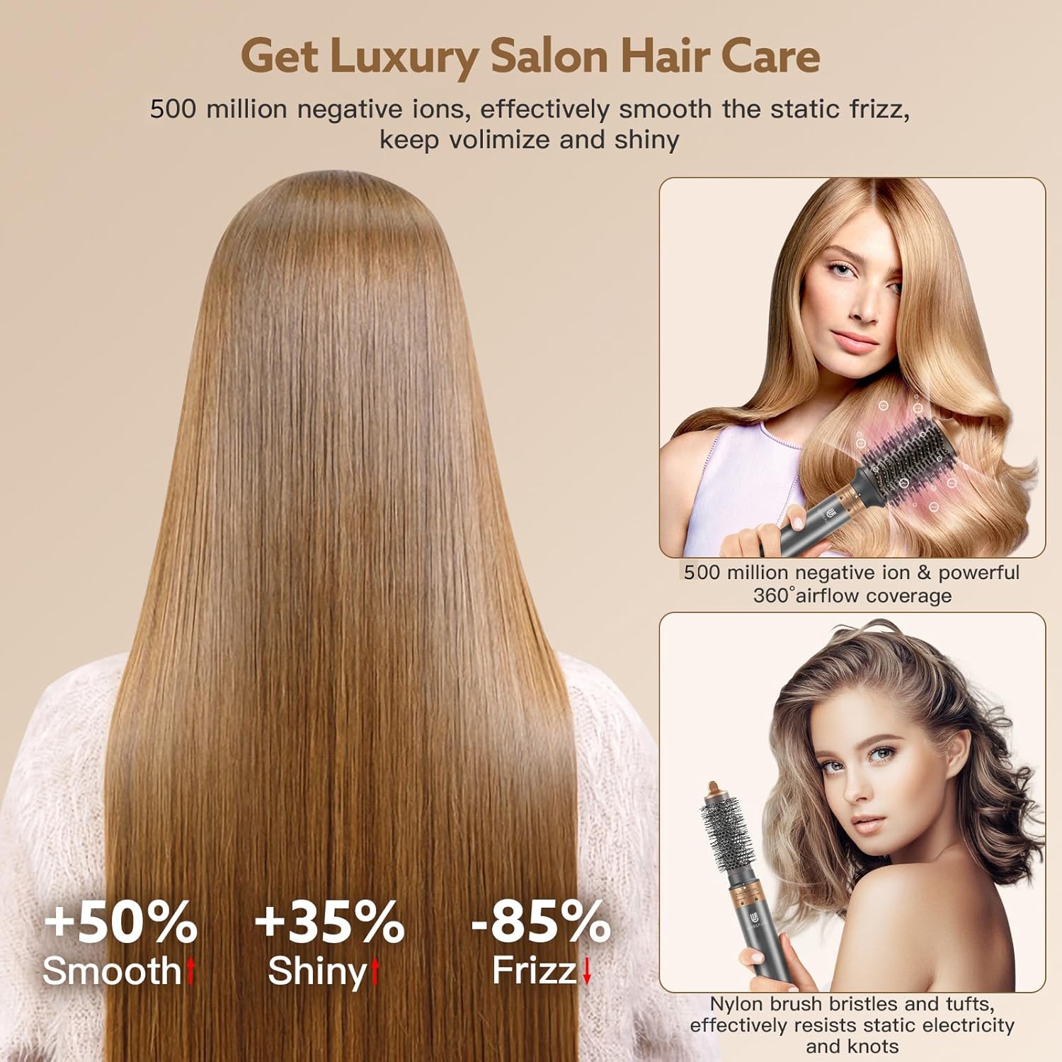 WeBeauty - Air Styler 6 en 1 - 30m/s, ions négatifs, 110000 tr/min, boucleur volumisant