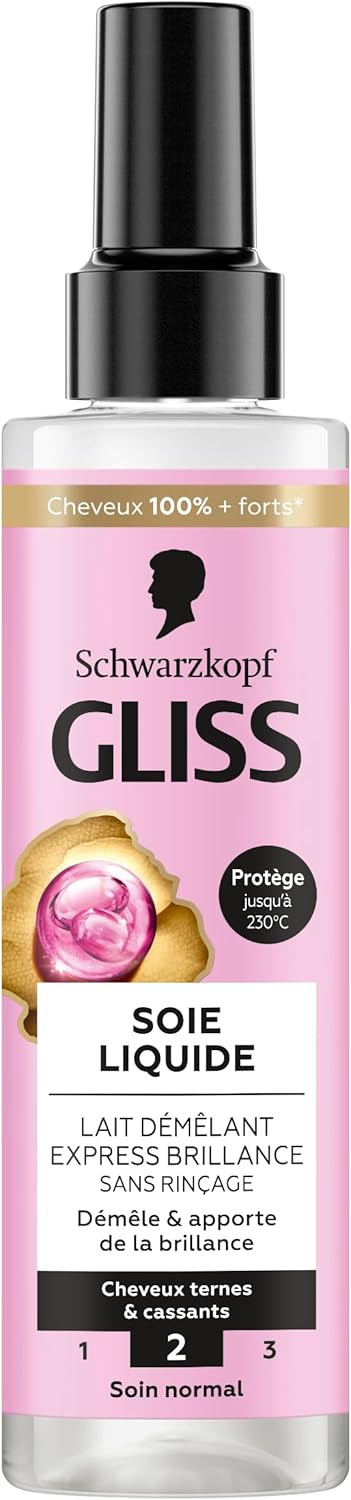 Schwarzkopf - Gliss Soie Liquide - 200ml - lait démêlant brillance, protège 230°C, sans rinçage