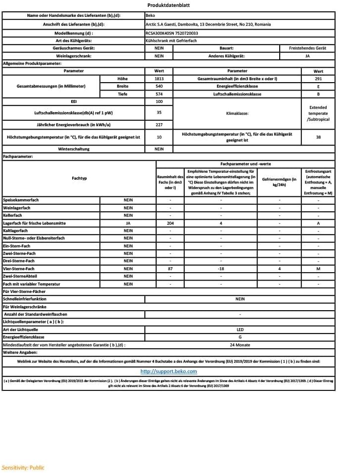 Beko - réfrigérateur congélateur bas - 153x54x57cm - froid statique, 300L, RCSA300K40SN