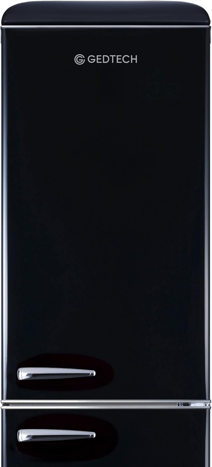 GEDTECH - réfrigérateur combiné vintage - 310L - noir, classe E, GCBV310BL