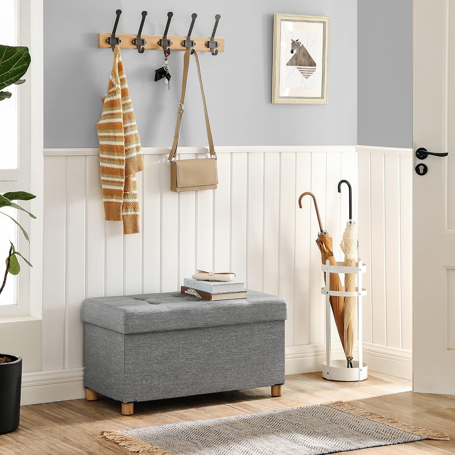 SONGMICS - pouf pliable LSF16GYX - 38x76x40 cm - capacité 300kg, rangement