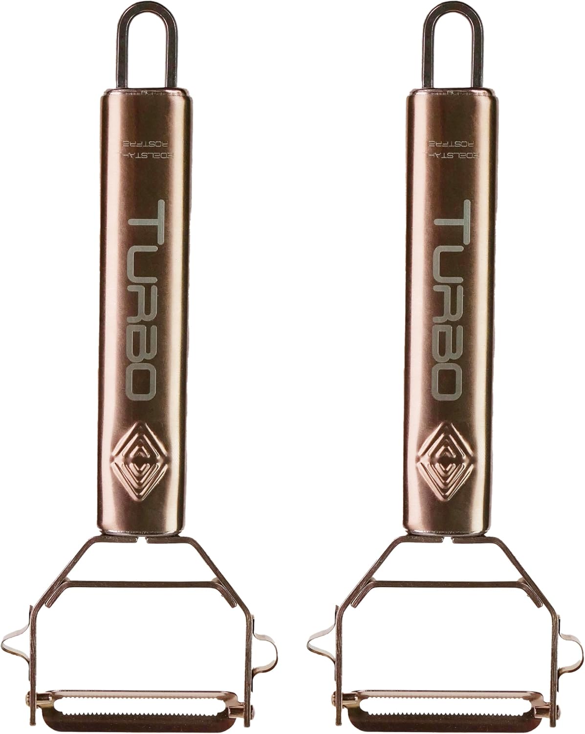 TURBO PRODUKTE - éplucheur 3 en 1 inox rosé - lame pendulaire ambidextre