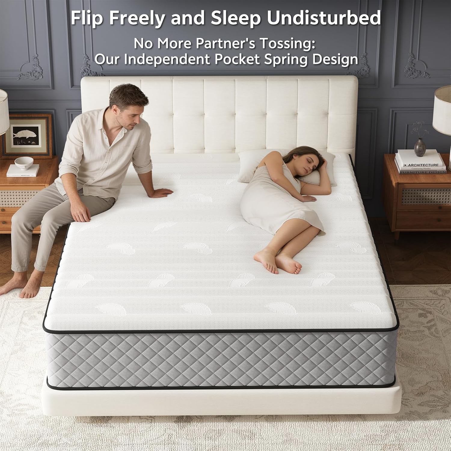 Matelas double - hybride ferme 25 cm mousse mémoire, soutien et confort