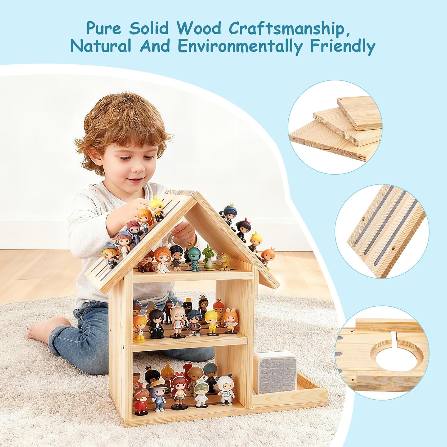 Étagère enfant - maison - grande capacité 85 figurines - murale/table