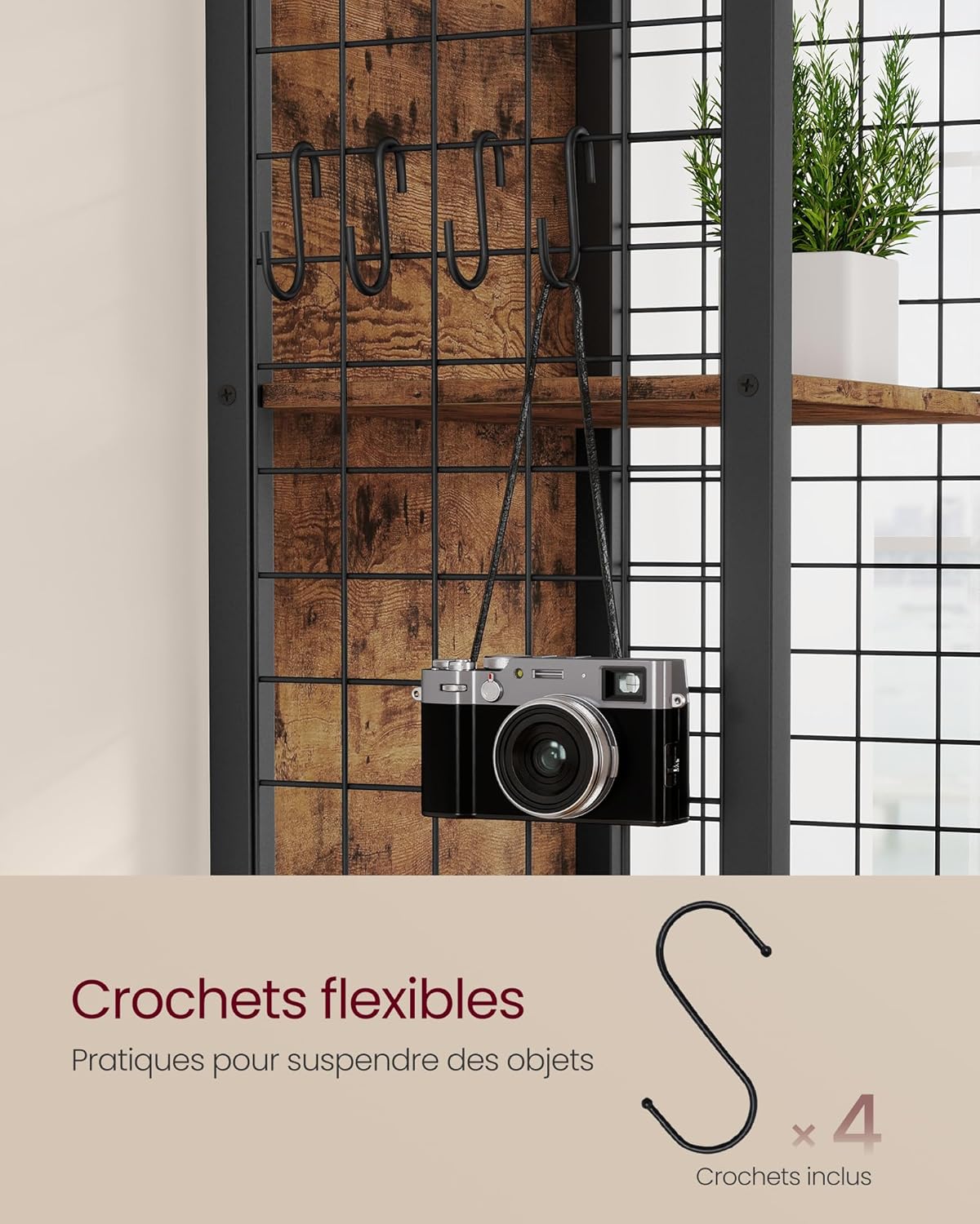 VASAGLE - bibliothèque 6 niveaux - 30x40x175,6cm, acier, marron/noir - LLS170K01