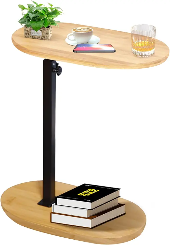 Table d'appoint C réglable - bambou/métal - petite taille, multi-usage