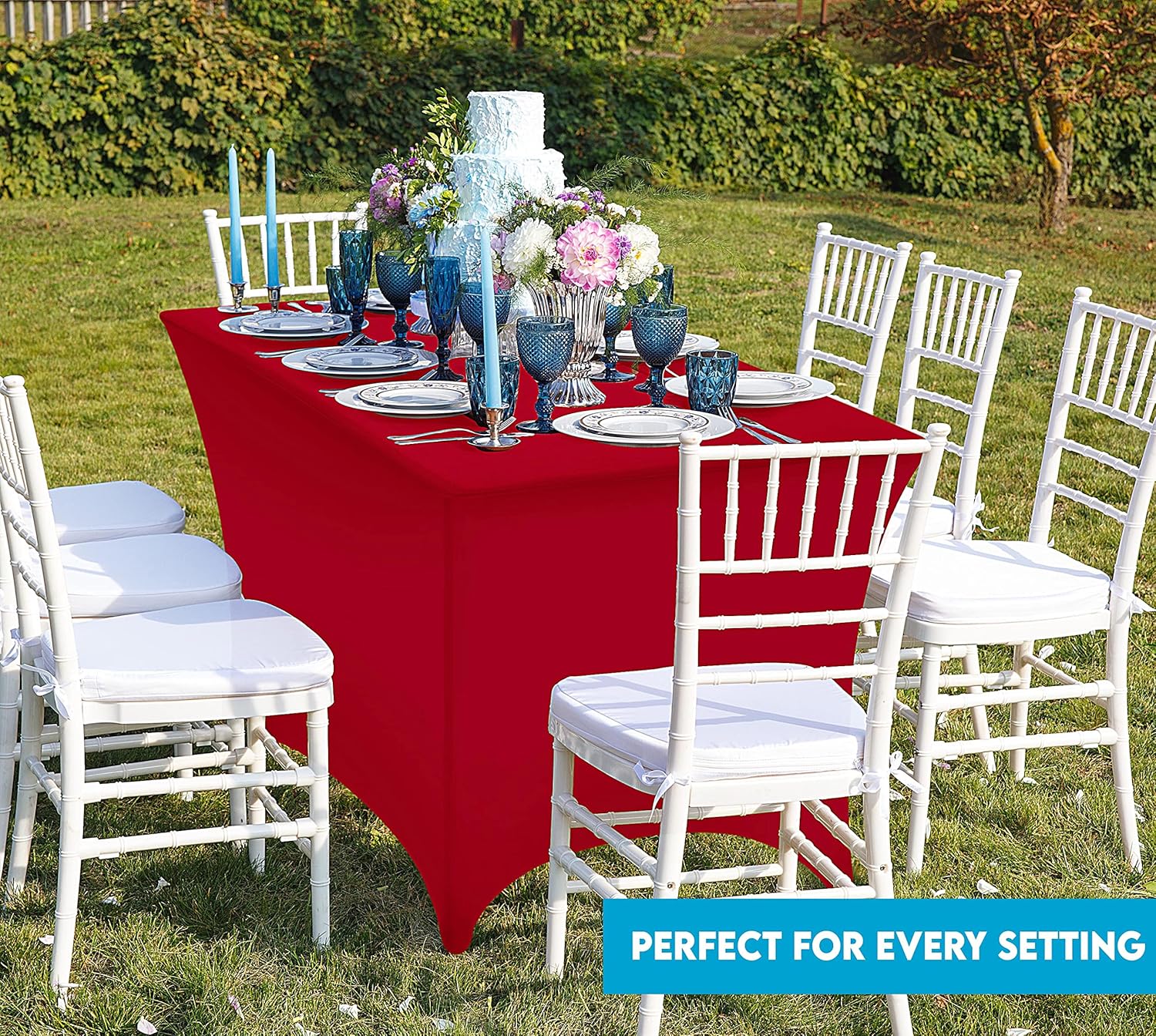 Utopia Kitchen - nappe extensible - 244 cm - polyester spandex, lavable, lot de 2