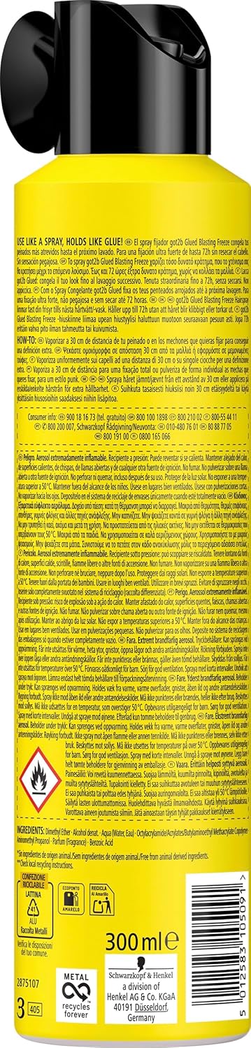 Schwarzkopf - got2b Blasting Freeze Spray - fixation forte, tenue longue durée