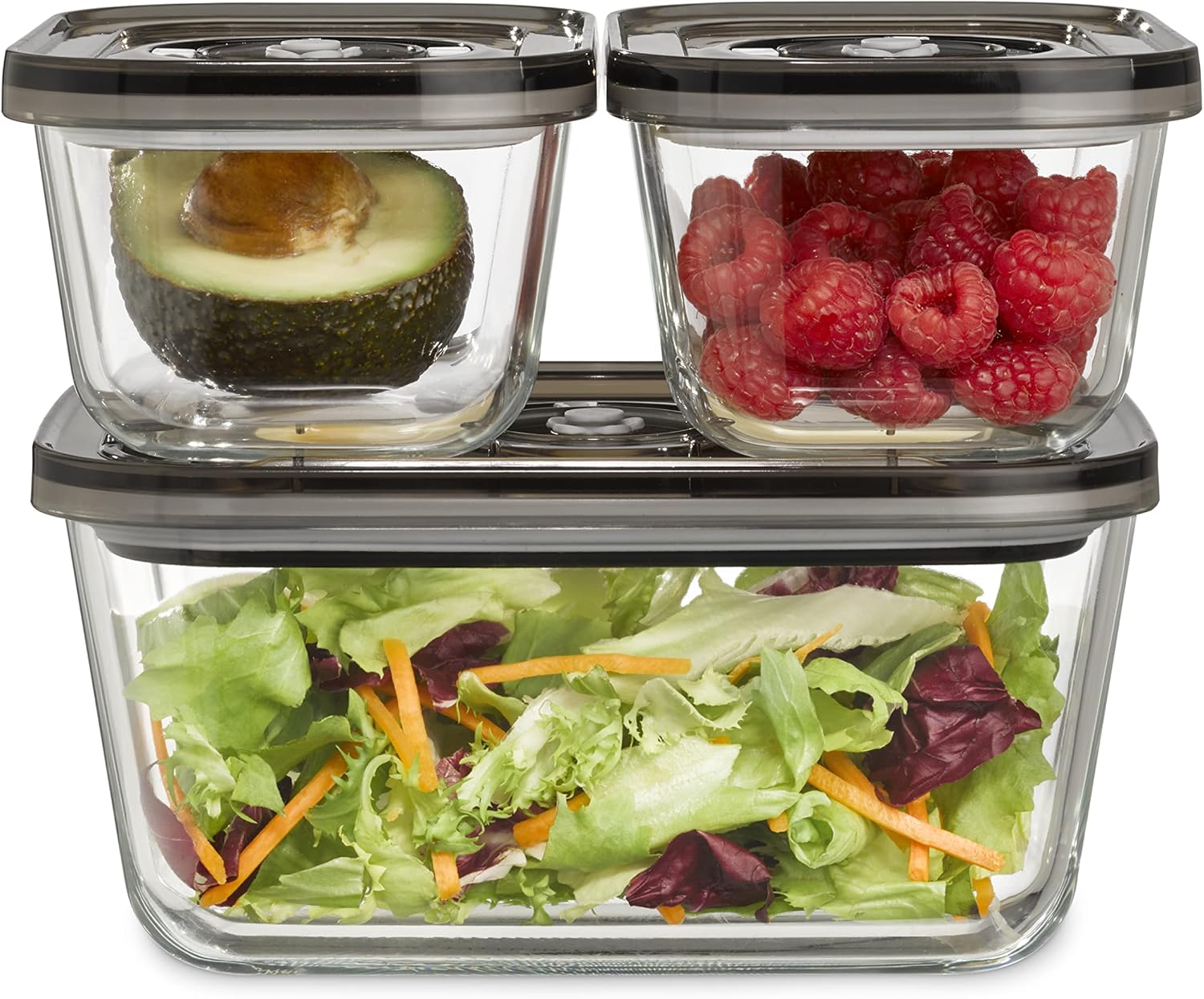 Caso – VacuBoxx Eco-Set – 3 contenants verre, résistant, lavable, vide