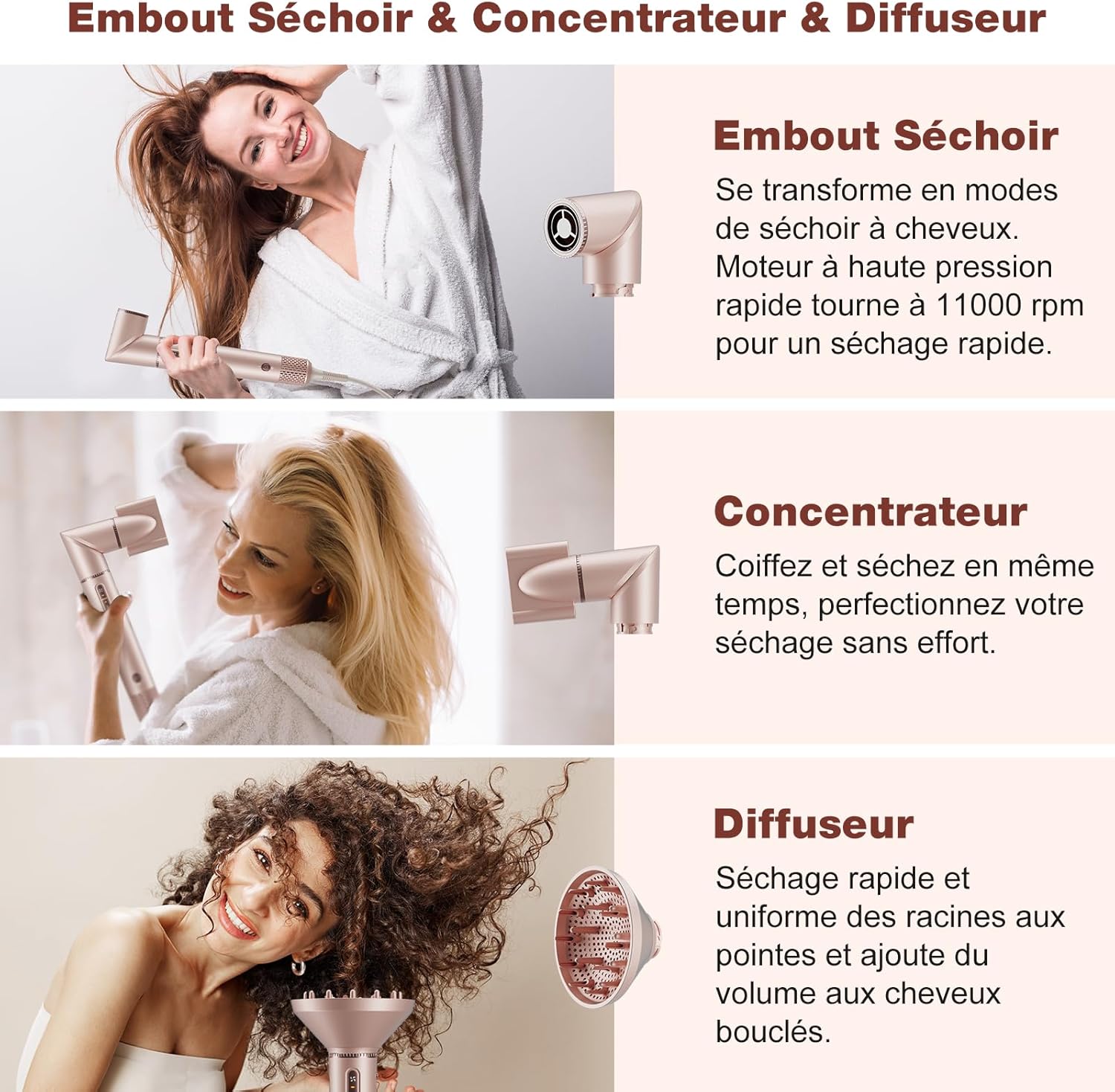 7MAGIC - Air Styler 7 en 1 - multifonction, ionique, coiffure, voyage