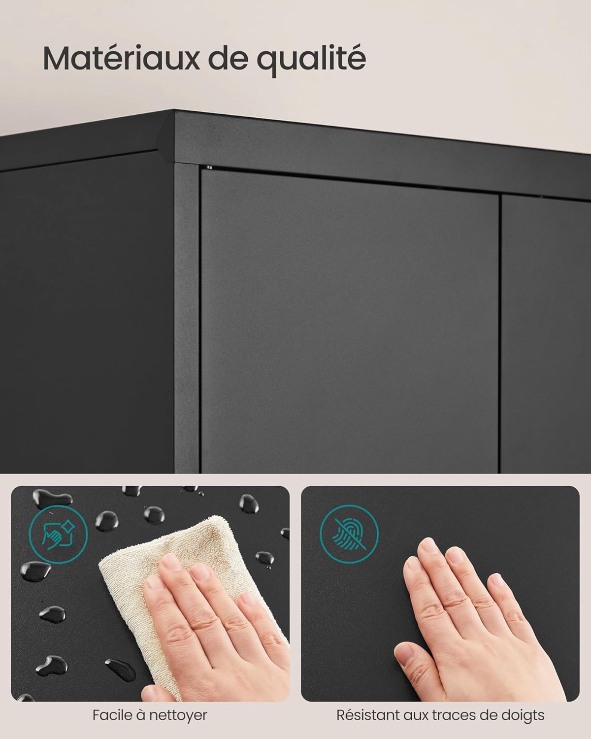 SONGMICS - meuble de rangement - 40x60x180 cm - acier, 5 niveaux, portes verrouillables, étagères réglables, OMC014B01