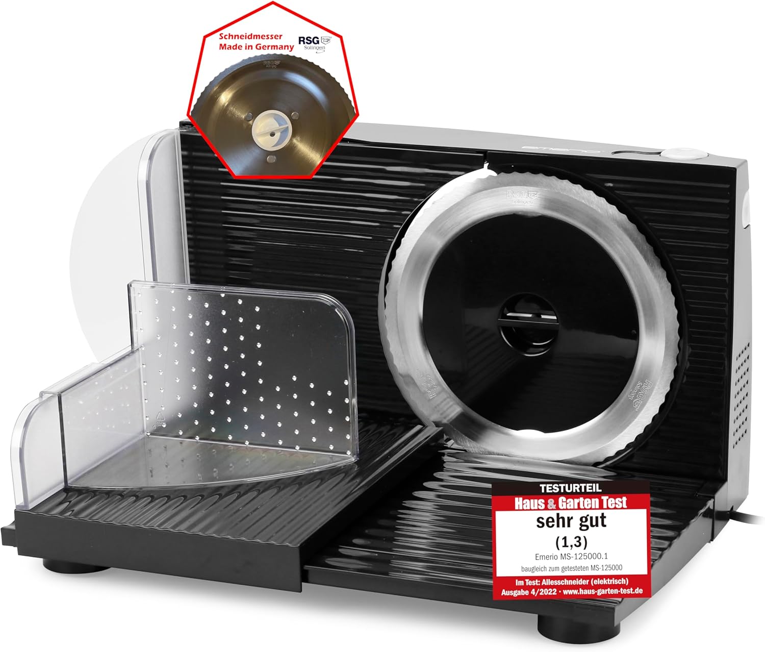 Emerio - Trancheuse pliable, 0-17mm, lame inox, 100W, sécurité