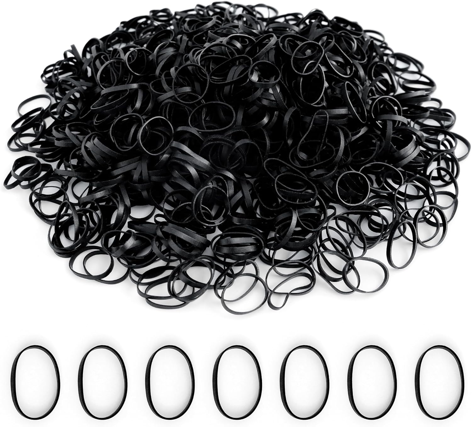 Élastiques cheveux - noirs, 1000pcs, petits, coiffures DIY, tresses