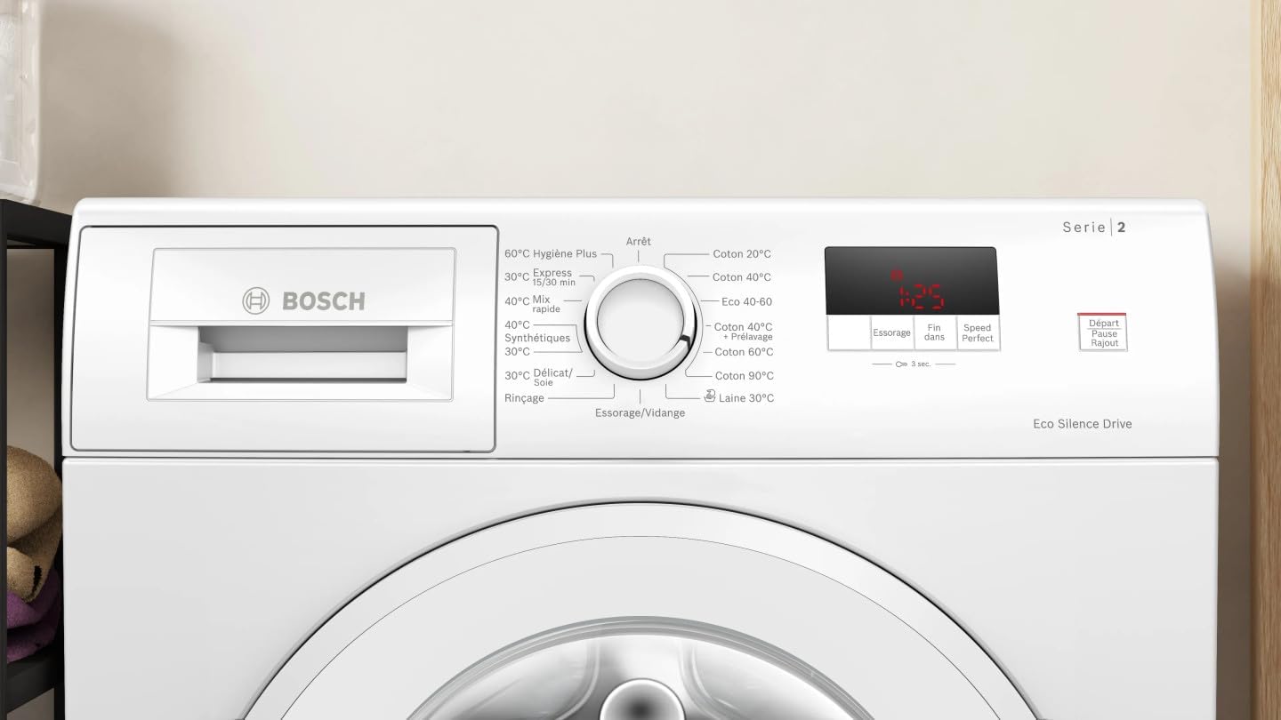 Bosch - Lave-linge Série 2, 7 kg, 1200 trs/min, EcoSilence - WGE02201FR