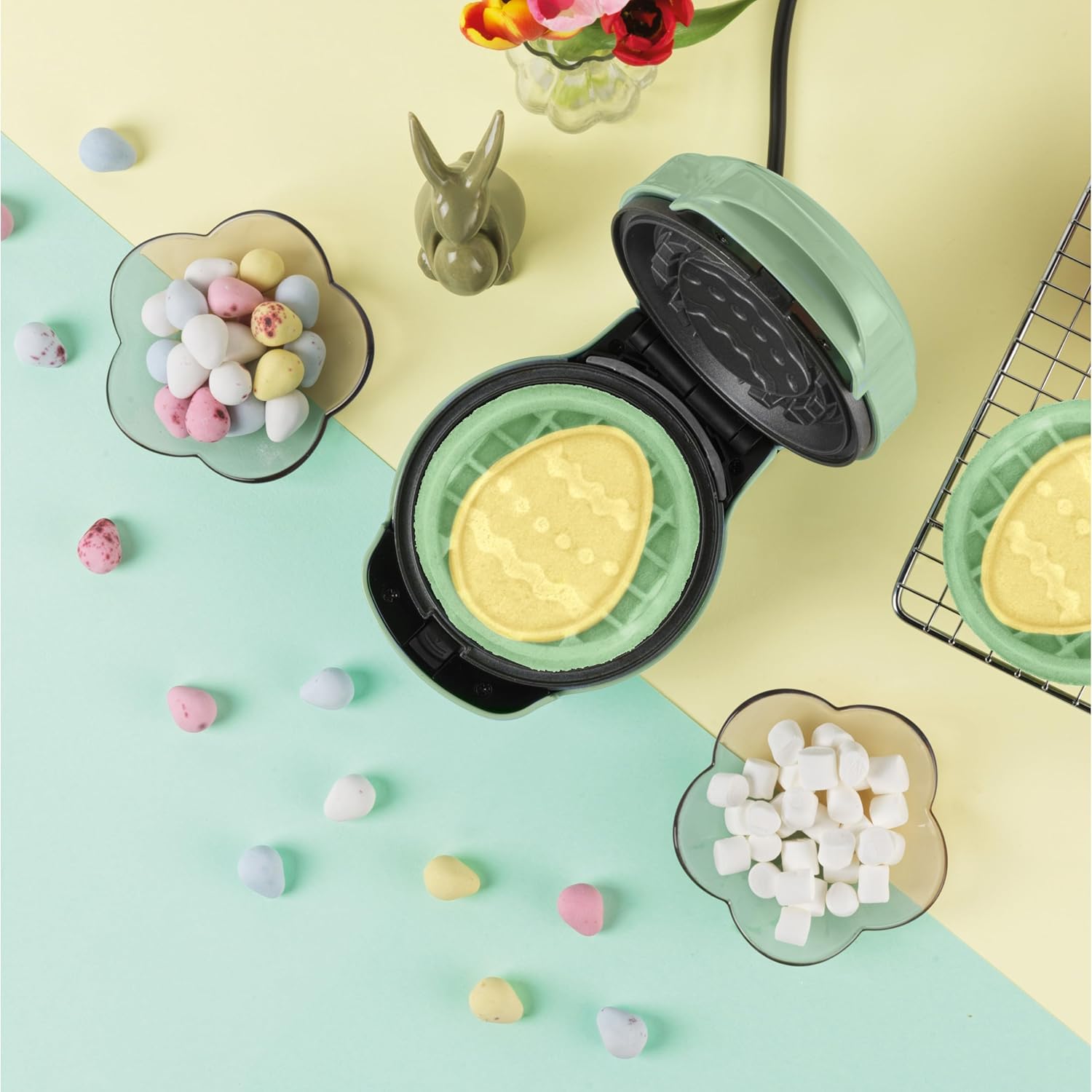 Giles & Posner - Mini gaufrier 5 en 1 - plaques amovibles, nettoyage facile, toucher froid