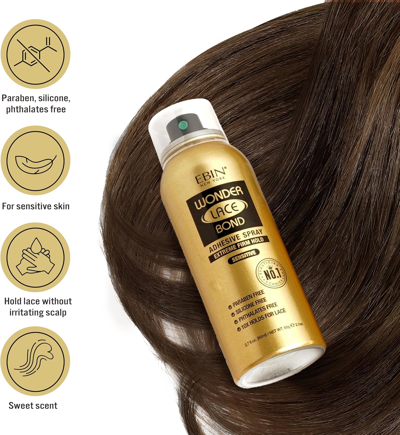 EBIN - Wonder Lace Bond Spray - 400ml - adhésif pour perruque sensible