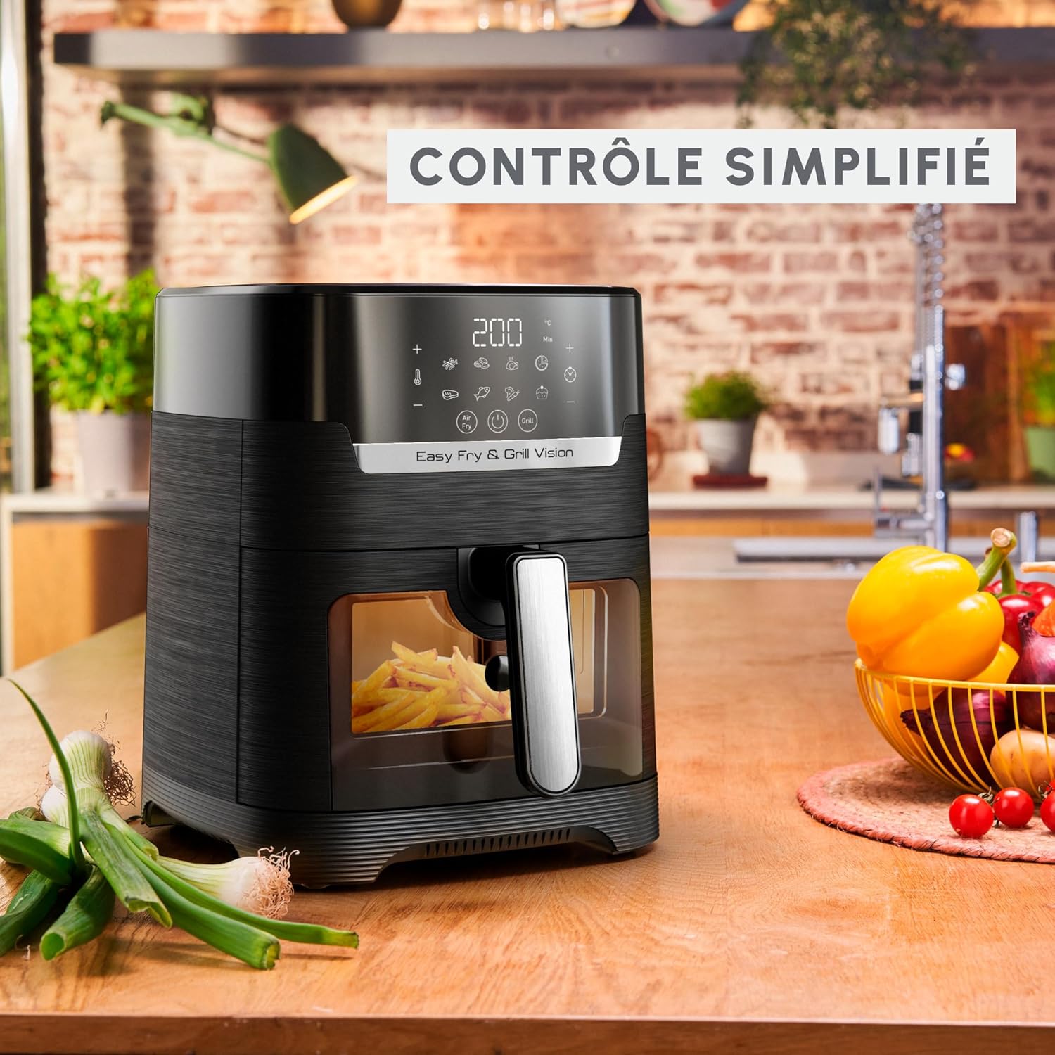 Moulinex - Easy Fry & Grill Vision - 4,6L - friteuse sans huile XL, écran tactile, fenêtre amovible, EZ506820