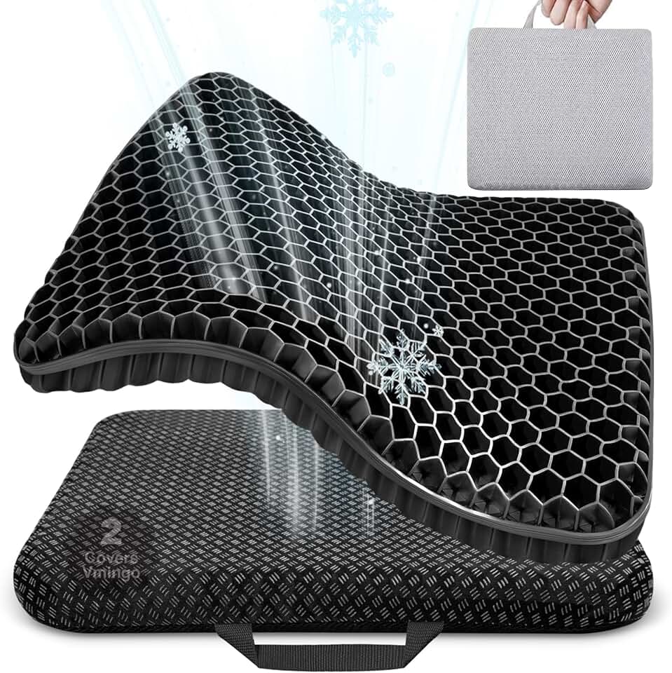 Vmingo - coussin de chaise gel respirant, housse antidérapante, soutien orthopédique, noir