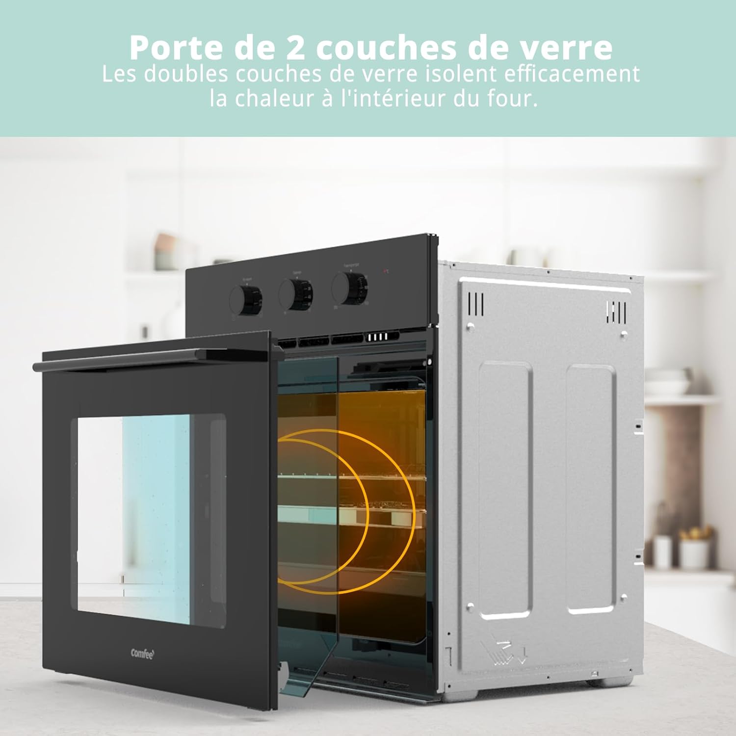 Comfee' - four encastrable série 60 cm, 60L, 8 fonctions, vapeur, CBO60M80M1-BK