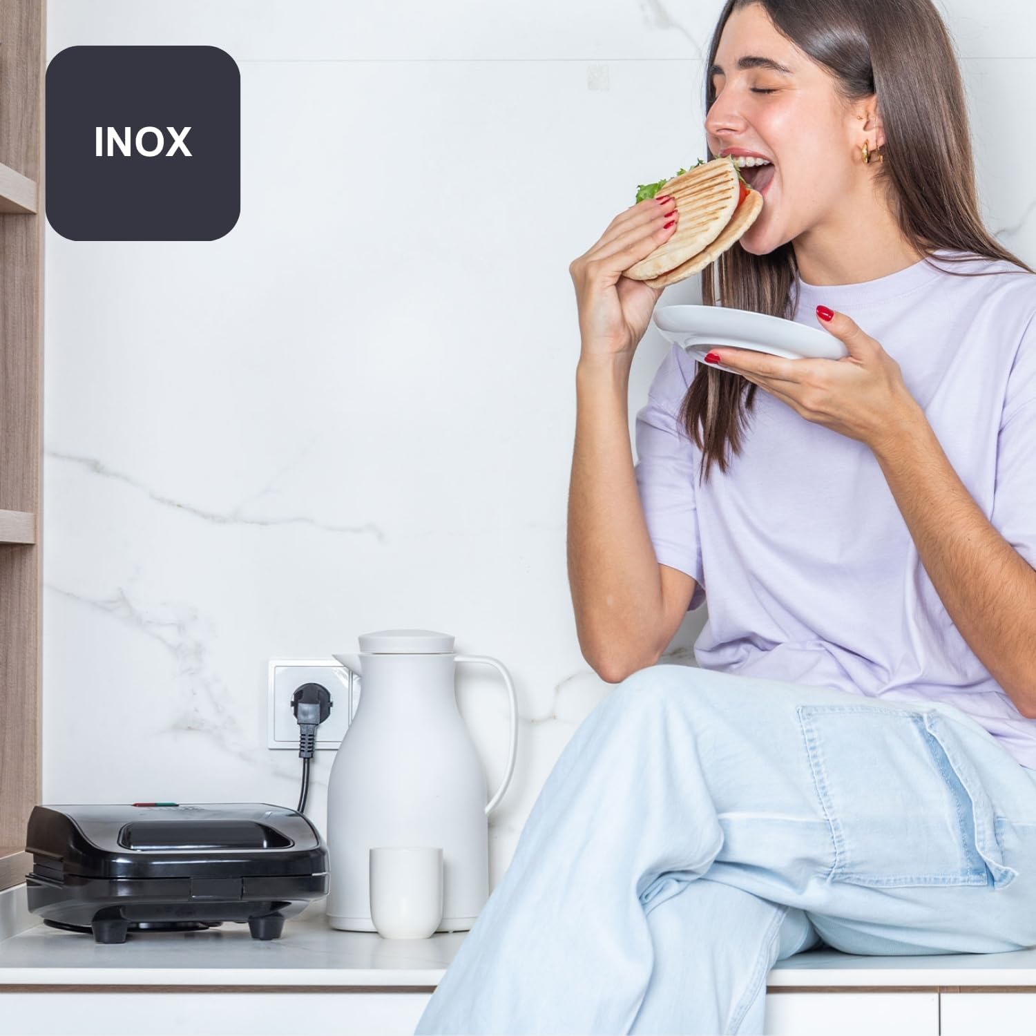 Black+Decker - BXSA754E - 750W, plaques amovibles, 3-en-1 sandwich, antiadhésif